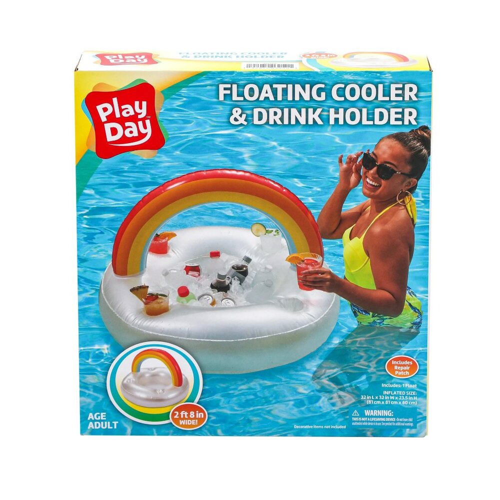 Inflatable Rainbow Beverage Holder Pool Float, Adults | New